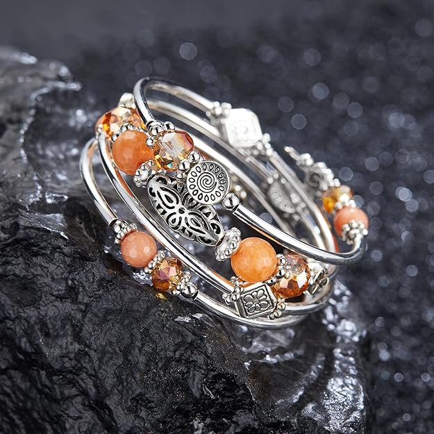 Stunning-Silver-and-Orange-Wrap-Bracelet